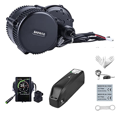 Bafang 250W 48V BBS01B Kit Mid Drive Juego de Conversión de Bicicleta Eléctrica Kit de Motor Central Bicicleta de Montaña, Batería Opcional 10/11,6/13