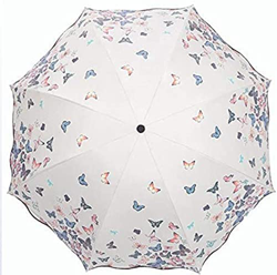 XYZK Sombrilla cambiante de color Sombrilla portátil compacto plegable negro a prueba de viento impermeable y UV patrón de mariposa de agua Changi en oferta