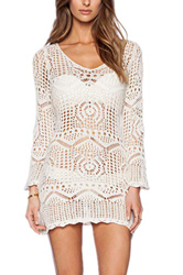 L-Peach Crochet Túnica de Punto Pareo Bikini Cover Ups Beachwear para Mujer características