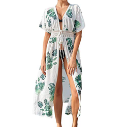 TMEOG Kaftan Vestido Largo de Playa para Mujer Cubrir Cárdigan Suelto Bikini Verano Pareo Frente Abierto Traje de Baño Cover up Beachwear Informal de  características