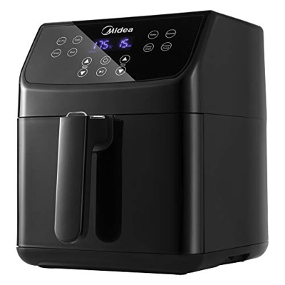Midea MF-CN55A - Freidora de aire caliente, 5,5 litros, con pantalla, 8 programas diferentes, selección de temperatura de 30 a 200 ℃