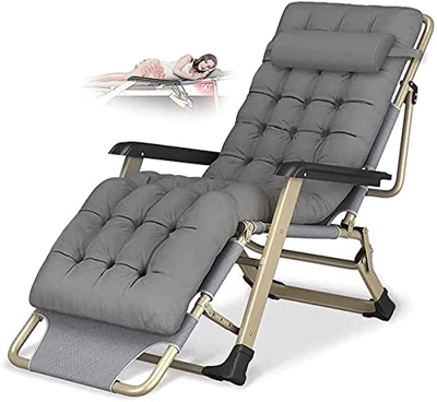 JYHZ Silla de gravedad reclinable al aire libre con soporte para tazas, silla de tumbona ajustable extra ancha para patio, jardín, playa, piscina, con