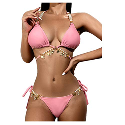 TWIOIOVE 2021Conjuntos de Bikinis para Mujer Sexy Conjunto de Bikini Push Up Tops Y Tangas Color Sólido Traje de Baño Dos Piezas Trajes de Baño Dividi en oferta