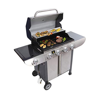 ZLRE Parrilla de Gas propano líquido Estilo Carrito, Red de Parrilla de Hierro Fundido + Parrilla de Hierro Fundido Dos Modos de Parrilla, diseño de C