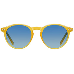 H HELMUT JUST Gafas de Sol para Hombre Mujer Redondas Vintage Polarizadas Amarillo Lente Azul TR90 y Acetato características