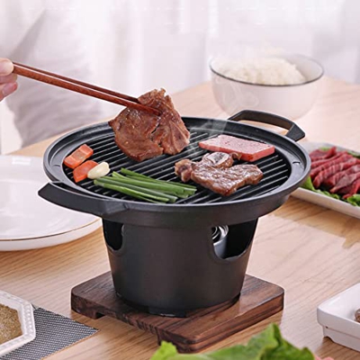 ZLRE Mini Parrilla de Barbacoa portátil, Estufa de Alcohol, Parrilla de Barbacoa sin Humo para el hogar, Placa de Barbacoa al Aire Libre, Herramientas