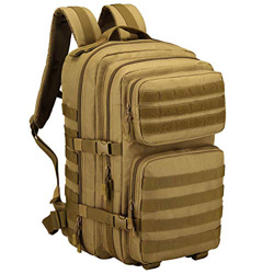 HUNTVP 45L Mochila Táctica de Nylon Bolsa de Asalto Estilo Militar Bolsa Impermeable para Caza Viajar Aire Libre Trekking Senderismo - Marrón características