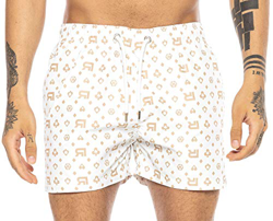 Bañador Corto de Secado rápido para Hombre Luxury R-Logo Blanco S en oferta