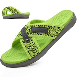 Sandalias para Hombre Playa Plano Respirable Cruzada Grueso Soporte Sandalias de Diapositivas Suave Antideslizante verano zapatillas Verde Talla 44 características