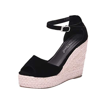 Wyxhkj Sandalia Cuñas Mujer Verano Sandalias Bohemia Cuerda De Cáñamo Peep Toe Para Mujer Gran Tamaño Sandalias Mujer Plataformas Zapatos De Pescado B