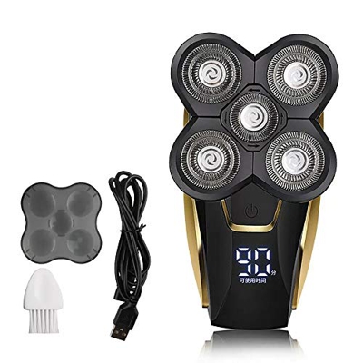 Yaobuyao Maquinilla de Afeitar eléctrica para los Hombres Calvo, seco húmedo Impermeable Rotary máquina de Afeitar Facial, portátil USB inalámbrico Ca