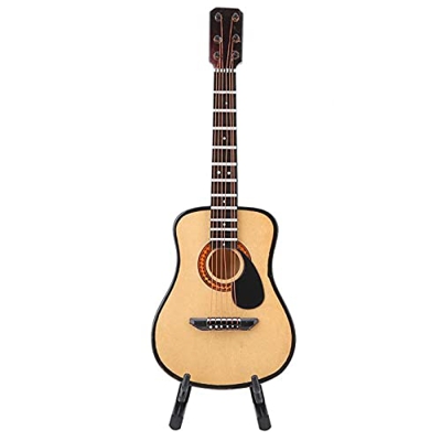 Instrumento Musical De Casa De Muñecas, Hermosa Decoración Modelo De Guitarra, Procesamiento De Superficie Pintada, Adorno De Café Para Decoración Art