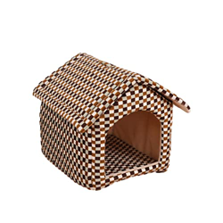 Linsition Caseta pequeña para perros y gatos, nido para mascotas de cuatro estaciones, desmontable y plegable, con diseño de mango para interiores y e características