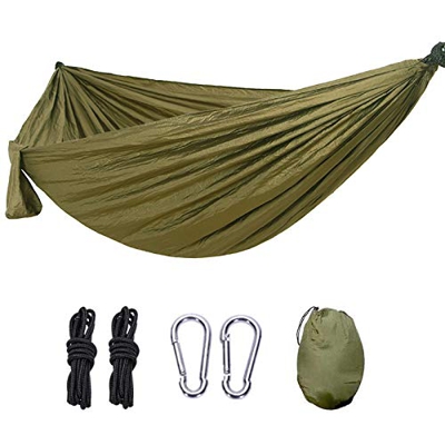 none Hamacas, camping al aire libre, jardín para viajes, portátil doble y capacidad de carga de 300 kg, 2 ganchos en forma de D y 2 correas premium in
