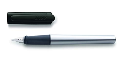 LAMY nexx 037 - Pluma estilográfica de aluminio en color negro con mango antideslizante y plumín de acero, grosor A (principiantes)