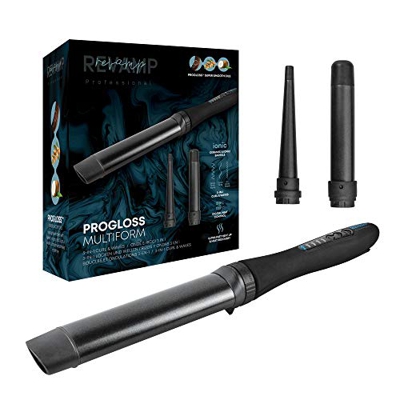 Revamp Progloss Multiform Rizador de Pelo con Calor 3 en 1– Buclera con 3 Barriles de Cerámica Intercambiables para Ondas y Rizos Definidos, Temperatu