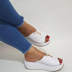 DZQQ Zapatos cómodos para Mujer, Sandalias de tacón Beige con Punta Abierta, Tacones de Verano para Mujer, Zuecos, cuña, tamaño Grande, Bloque cómodo, precio