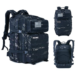 Mochila 45L Táctica Militar Bandera USA Impermeable para Crossfit Caza Aire Libre Deportes Gimnasio Portatil Oxford 900D (Negro Camuflaje) en oferta