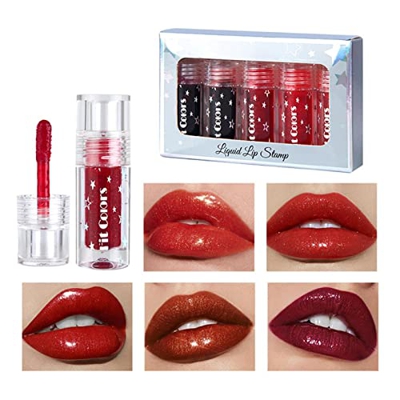 Juego de 5 brillos de labios brillantes, brillo de labios hidratante, lápiz labial líquido brillante, lápiz labial brillante de diamante, kit de maqui