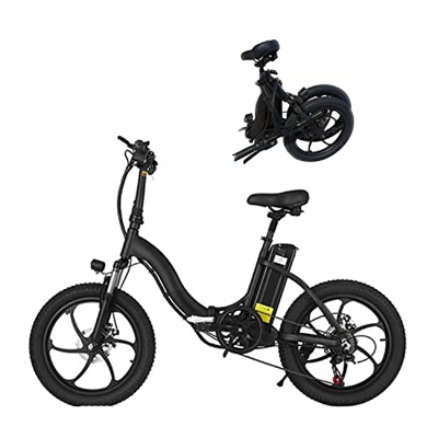 CKAN Bicicleta eléctrica, Ligera, 350 W, Plegable, eléctrica, con Asistencia de Pedal, con batería de 10 Ah, 20 Pulgadas, para Adolescentes y Adultos
