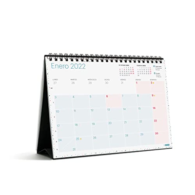 Miquelrius - Calendario de sobremesa 2022 Lovely - tamaño A5 (210 x 148,5 mm) - con espacio para anotar - Azul pastel