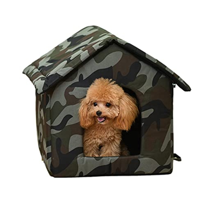 Hemisgin Casa Impermeable para Gatos, casa de Refugio para Perros al Aire Libre, pequeña, Mediana, Grande, Gato, Perro, Tienda de campaña cálida para 