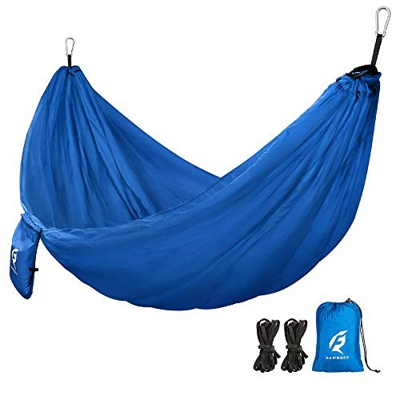 QF Hamaca de camping individual con correas de árbol de 10 pies, hamacas portátiles de paracaídas livianas para senderismo, viajes, mochilero, playa, 