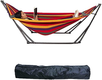 Hamaca con Soporte para Exteriores, hamacas de Lona Plegables para Acampar con Bolsa de Transporte portátil, Altura Ajustable, Capacidad de Carga de 2