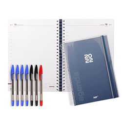 MP - Agenda 2022 Dia Pagina A4 PRO, Planificador - Diario Espiral que Inspira Productividad - Agenda horario de 30 min, Enero de 2022 a Diciembre 2022 en oferta