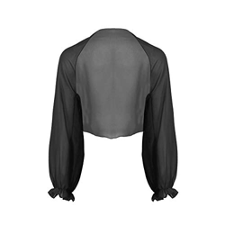 Agoky Chal Estola de Gasa para Fiesta Mujer Capa Manga Larga con Volantes Bolero de Boda Ceremonia Cárdigan Camisa de Playa Protección Solar Negro One características