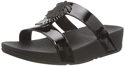Fitflop Lottie H Bar Slide-Jungle Leaf Trim, Sandalias deslizantes Mujer, Negro (All Black), 42 EU