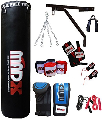 KOVO Juego de saco de boxeo pesado de 1,5 m, guantes, soporte, cadenas MMA Pad.