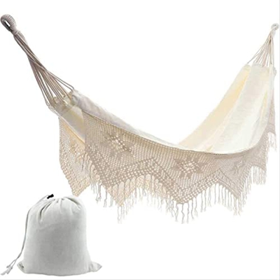 ZFQZKK Hamaca de jardín, Hamaca Hamaca de algodón Puro Macrame 2 Persona Swing Swing jardín Silla Colgante al Aire Libre Nuevo con Bolsa de scuage Sil