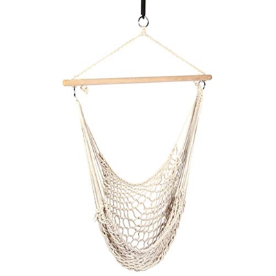 DAGCOT Hamacas de Camping Silla Colgante de Malla Silla de algodón Cuerda de algodón al Aire Libre Silla de Cuna Perezosa Interior y al Aire Libre Jar