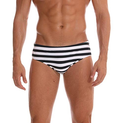 Bañador de Natación Slip para Hombre Verano Slim Bañador Estampado a Rayas Moda Trajes de Baño Cómodo Casual Playa Triángulo Calzoncillos de natación 