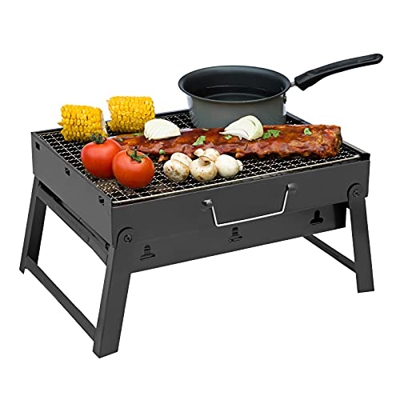 SA Products Parrilla plegable de carbón – Mini barbacoa portátil de mesa – Gran barbacoa plegable para jardín, fiesta, festivales, picnic, senderismo,