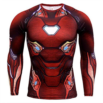 HOOLAZA Avengers Super Heroes Hombres Camisetas de compresión de Manga Larga Camisas de Movimiento para Correr Fitness Gym Training Tops