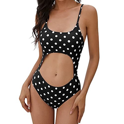 heekpek Bañador de Una Pieza Estampado de Flores Rayas Lunares para Mujer Talle Alt