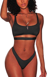 Bikinis Brasileños para Mujer Sexy Conjuntos de Bikini con Tiras Recortadas Tanga de Corte Alto con Escote Redondo Bajo características