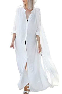 L-Peach Vestido Largo de Playa Blusa Maxi Pareo Cover ups para Mujer