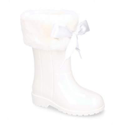 Botita Agua Niña Campera Charol Soft. 29 Blanco