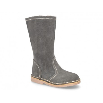 Bota Alta Niños Tipo Campera Con Cremallera En Serraje. 35 Gris