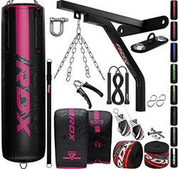 RDX Saco de Boxeo Adulto Relleno 5ft 4ft, 17PC Cuero Maya Hide Anti Swing Punching Bag Set con Guantes, Soporte, Bolsa Pesada para Artes Marciales Mua en oferta