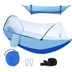 Hamaca de camping con mosquitera, hamacas con correas de árbol, hamaca portátil al aire libre, para hombres y mujeres, niños, hamacas de paracaídas de características