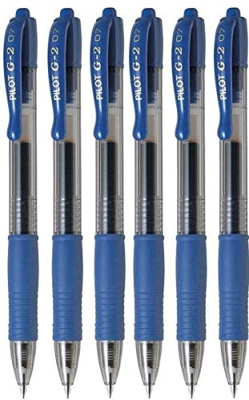 Pilot Pen 2605 G2 07 - Bolígrafo de tinta de gel (0,7 mm, punta de 0,39 mm, ancho de línea de 0,39 mm, rellenable, bl-g2-7, 6 unidades), color azul