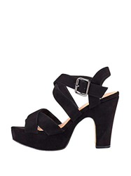 Marypaz, Sandalia tacón ancho y plataforma moda verano para Mujer Negro 37 EU precio