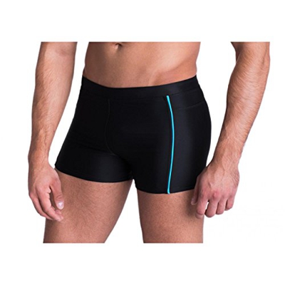 Aquarti Bañador de Hombre Corto Deportivo con un Borde, Negro/Azul, 8XL