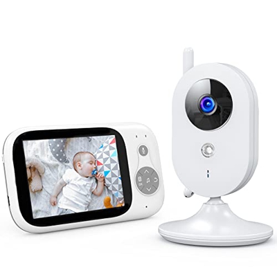 Vigilabebés con cámara with Camera and Night Vision, 3.2-Inch LCD Screen Video Vigilabebés,comunicación bidireccional, Modo VOX, visión Nocturna, Sens