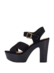 Marypaz, Sandalia tacón ancho y plataforma moda verano para Mujer Negro 38 EU en oferta