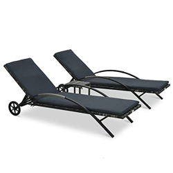 vidaXL Set Tumbonas con Mesita Reclinable Sillón Mueble Exterior Patio Sofá Cama para Cerca de Piscina Terraza Balcón Ratán Sintético Antracita en oferta